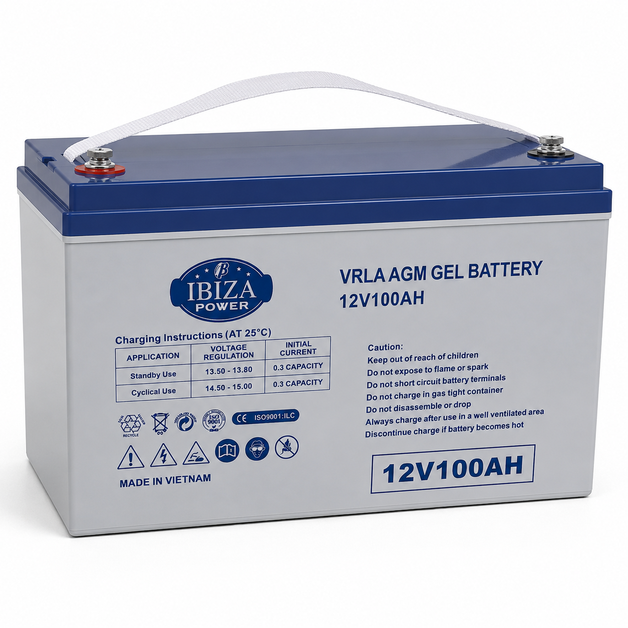 باتری خورشیدی ژل 100 آمپر 12 ولت برند IBIZA POWER