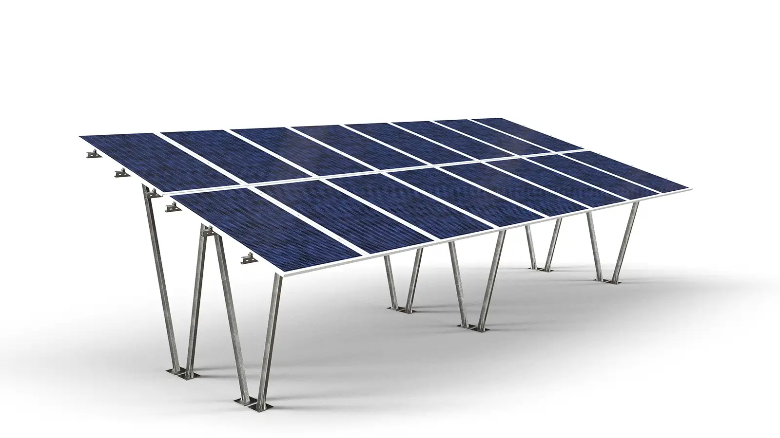1-4 سازه پنل خورشیدی پارکینگی دو ردیفه مدل V2-P گالوانیزه گرم - Image 1